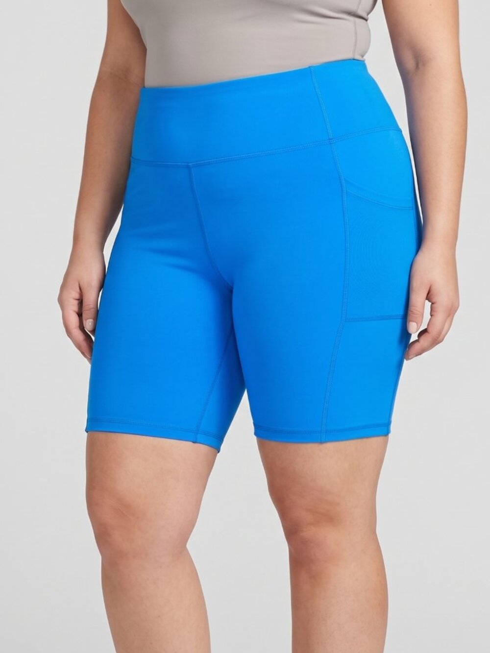 NWT | Cobalt Blue High-Waisted Yoga Biker Shorts with Side Pockets | XXL